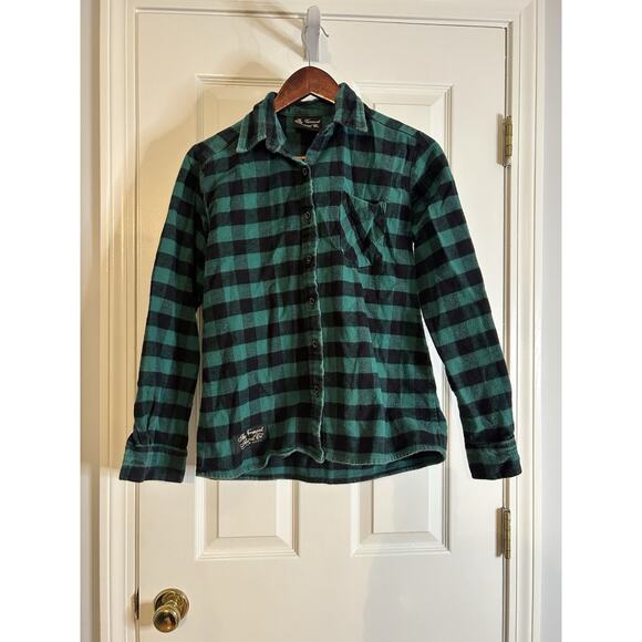 CO Tops - The Vermont Flannel Co Women’s Small Green Plaid Button Up Flannel Shirt